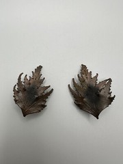 Vintage Tarnished Leaf Clip Earrings 4.5cm JB6