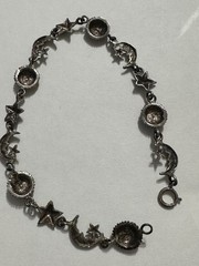 Vintage Sterling Silver 925 Sun Moon Star Link Bracelet