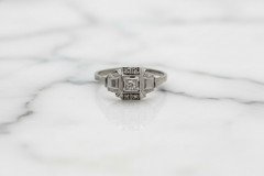 0.15 Ct Round Cut Moissanite Stone Art Deco Retro Engagement Ring In 925 Silver