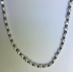 Vintage Faux Pearl Necklace 34” Gray White Baroque Irregular Opera Boho