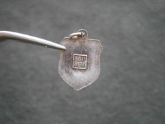 Tanger Tangier Morocco Vintage REU 800 Silver Enamel Travel Shield Charm