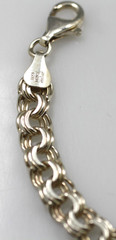 Milor 925 sterling silver Triple link chain charm bracelet Italy 6 3/4″