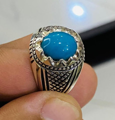 Men Turquoise Ring, Natural Feroza Stone, Handmade Ring, Muharam Al Haram Gift