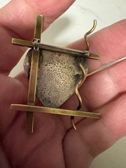 Mixed Metal Modernist Hammered Heart Pin Brooch Artisan Handmade