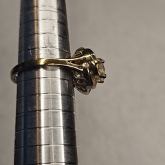 Vintage JAL CZ Crown Ring Size 8 Sterling Silver Gold Over Halo Statement Ring