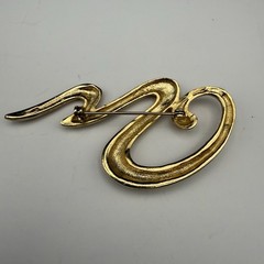 Vintage Modernist Abstract Gold Tone Brooch Pin Sculptural Statement Jewelry