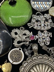 Vintage-Now Jewelry Lot Of 120 Pendants & Charms For Necklaces Enamel Rhinestone