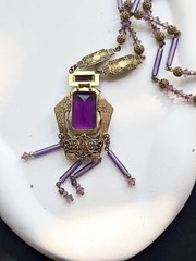 Antique Max Neiger Art Deco Purple glass Necklace