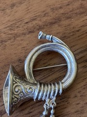 LANG VINTAGE STERLING SILVER French Horn Tuba Brooch