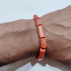 Vintage Red Coral Bracelet Natural Coral Stretchable Handmade Gemstone Jewelry