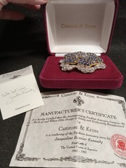 Camrose & Kross JBK Jacqueline Kennedy Faux Sapphire & Diamond Brooch COA/Box