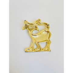 Vintage Bright Gold Walking Cat Brooch Pin Large Cartoon Animal Pet Lover Gift