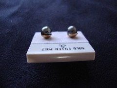 VINTAGE 1980s CLASSIC HEMATITE 6MM BALL GOLD FILLED POST STUD EARRINGS