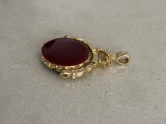Vintage 50s Victorian Revival Charm Pendant Watch Fob Spinner Enamel Double Side
