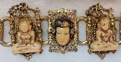 Bracelet Vintage Selro Selini Gold Tone Thai Goddess & Buddhas 1940’s