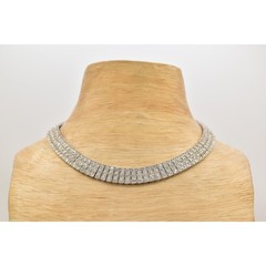 Vintage Crystal Collar Necklace Pave Rhinestone Crystal Sparkle Heavy Y2K BinBD