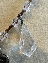 Vintage Pewter Heart Pendant Hieroglyphs String Charm Crystal Chain