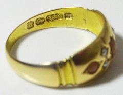 Antique Coral and Pearl 15 karat Gold Gypsy Ring