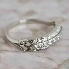2Ct Round Cut Art Deco Style Lab-Created Diamond Wedding Ring 14K White Gold FN
