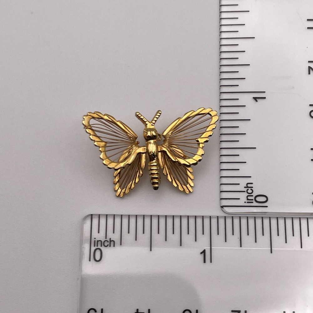 Beautiful Vintage Monet Gold Delicate Butterfly Pin, Signed, Secure Clasp
