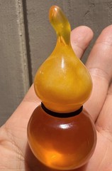 Vintage Natural Half Beeswax Half Amber Hulu Gourd Pendant Estate Collect Gift