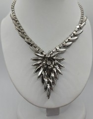VTG Juliana D&E Black Hematite Navette Rhinestone Necklace Book Piece Statement