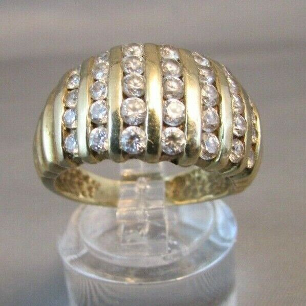 Antique Men’s Channel Set Ring 2.2 Ct Simulated Diamond 14k Yellow Gold Over