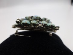 Beautiful Vintage Pin Brooch, 2 Inches, Round, Shades of Blue, AB Accents
