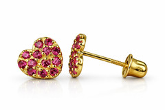 yellow gold white gold heart shape cz stud earrings yellow gold 14k