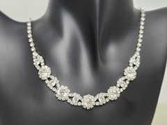 Vintage Signed ICING Silver Tone Rhinestone Necklace – 15″