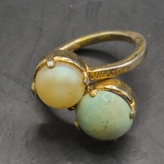 Vintage 6 Ring Collection Lot Size 5 Red Green Blue Faux Pearl Gold&Silver Tone