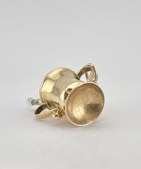 Antique 9k 9ct Yellow Gold Champagne Glass Bottle Ice Bucket Charm Pendant 1.8g