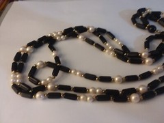 24″ Black and Faux Pearl “TM Trifari” Multiple Strand Necklace 05-01-2024