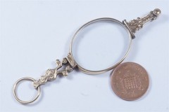 ANTIQUE ENGLISH VICTORIAN 9K GOLD FOLDING LORGNETTE / QUIZZING GLASS c1880