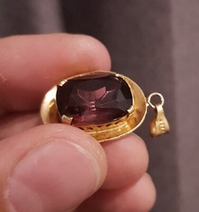 Beautiful Vintage Pendant dark Violet stone made in the USSR 1960s