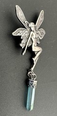 Vintage Sterling Silver Fairy Pixie Pendant Mythical Winged Woman Crystal