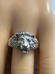 Vintage Lion Head Ring Sterling Silver King of The Jungle Brutalist Size 11.75