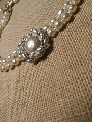RARE Vtg Miriam Haskell Necklace Double Strand Faux Pearl Gold Tone Statement