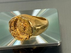 MAYAMAR 24K Gold Plated Moon & Stars Signet Ring , Size 7. NEW – $78 MSRP