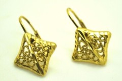 A-001 Vintage Rhombus shape gold Tone Leverback stud dangle fashion jewelry