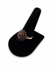 Vintage Bohemian Garnet Ring Sterling Silver Gold Vermeil Cluster Size 8.25