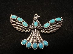 Southwest Style JTV™ Sleeping Beauty Turquoise Rhodium Over Silver Eagle *READ**