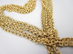 ELEGANT VINTAGE 48″ LONG GOLDTONE TURQUOISE GLASS LARIAT WRAP STYLE NECKLACE