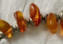 Amber Baltic Honey Cognac Necklace Choker 81.7g Rare VTG Silver Plated Read