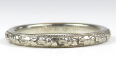 Antique 1920’s Orange Blossom Traub 18K White Gold Wedding Band Ring 4.75 UK-J