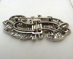 ANTIQUE ART DECO 3.75 CARATS DIAMONDS PLATINUM DUETTE STYLE BROOCH PIN 15.78GRAM