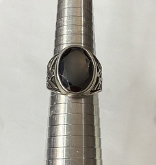 VINTAGE LARGE STERLING SILVER & HEMATITE THUNDERBIRD RING WHEELER MFG CO SIZE 9