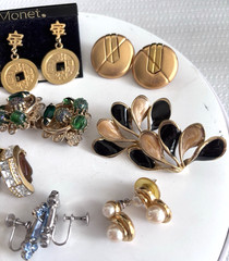 Vintage Signed And Unsigned Lot Of 10 Pairs Post Clip And Screw Back Earrings