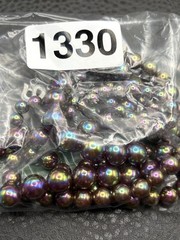 Vintage Rainbow Oil Slick Bead 3 Multi Strand Statement Layered Necklace