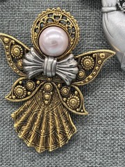 Angel Brooch Lot Jac Win ART AJC JJ Goldtone Silvertone Enamel Rhinestones